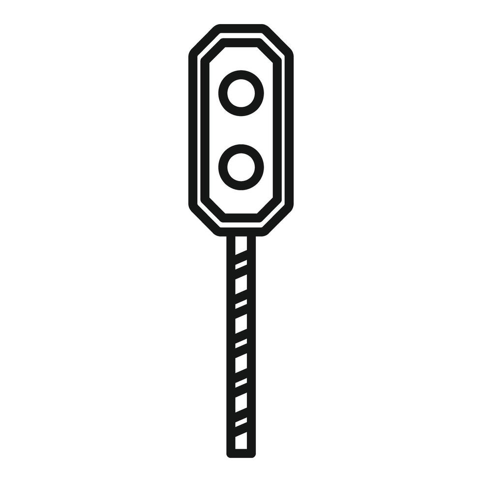 Warn lights on railway crossing icon outline . Object warn vector