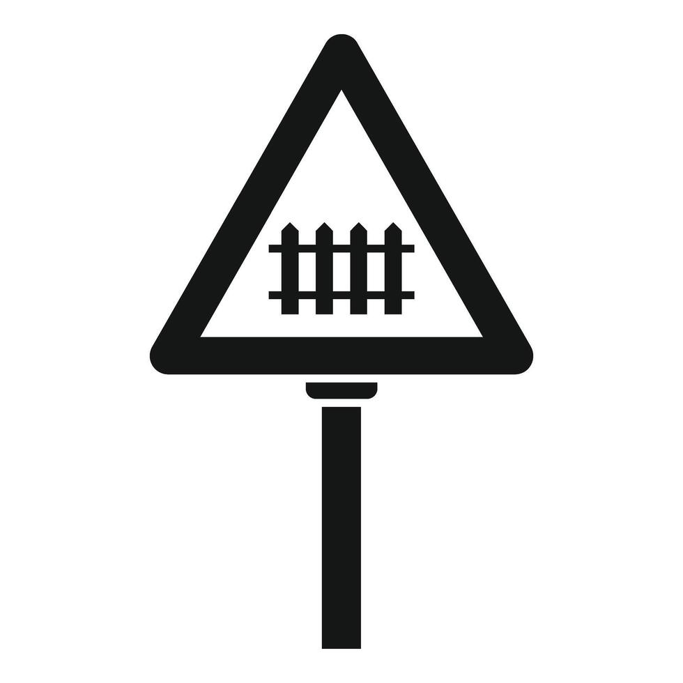 Railway crossing sign icon simple . Attention sign vector