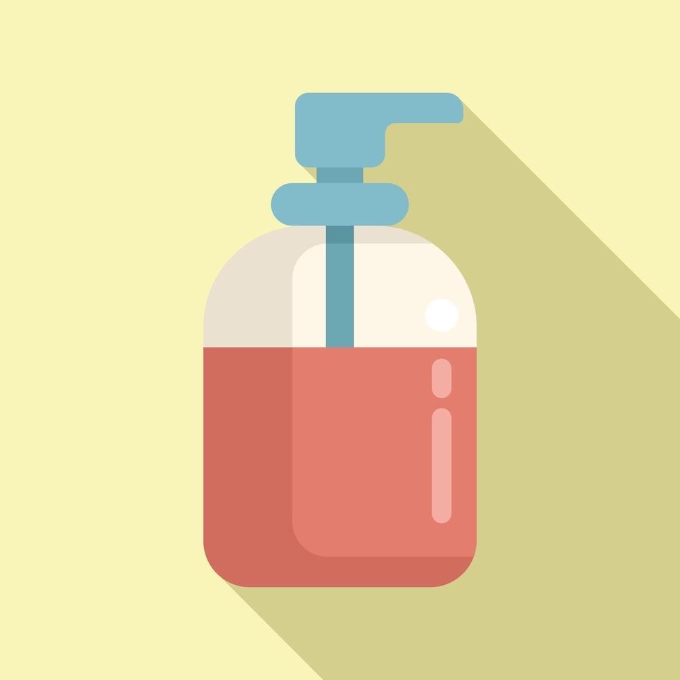 Soap dispenser bottle icon flat . Liquid container vector
