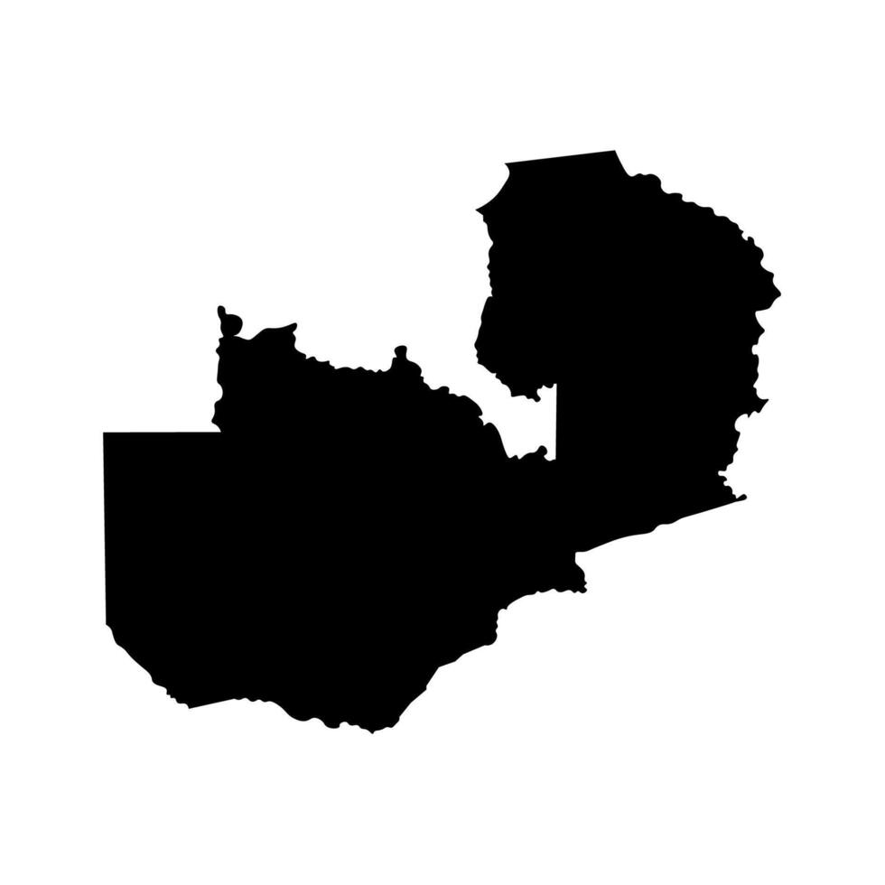 isolated simplified illustration icon with black silhouette of Zambia map. White background vector