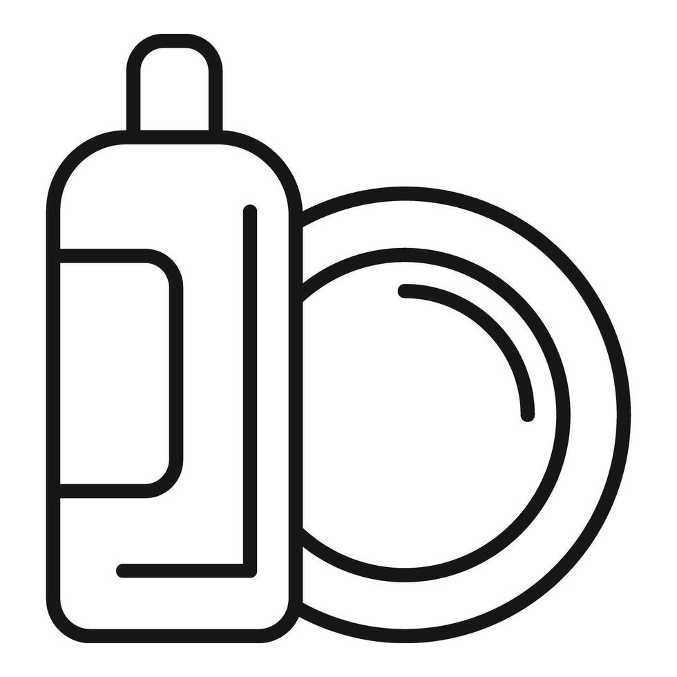 Cleaner bottle of dishes icon outline . Dish product vector