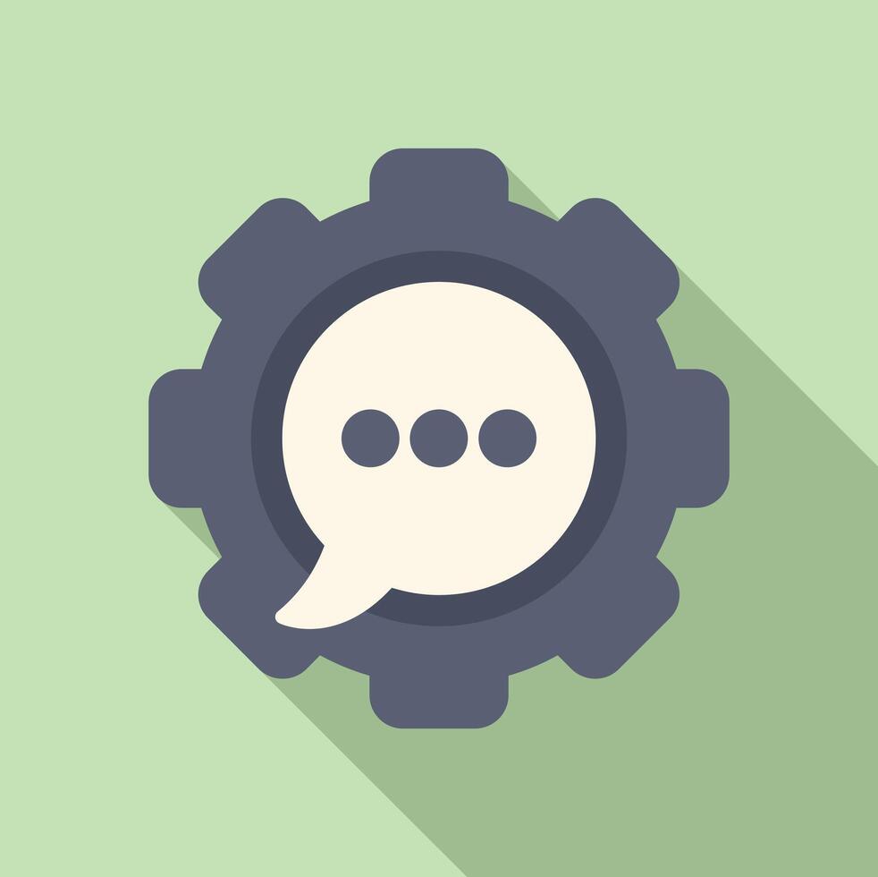 Bot chat tech support icon flat . Ai online help vector