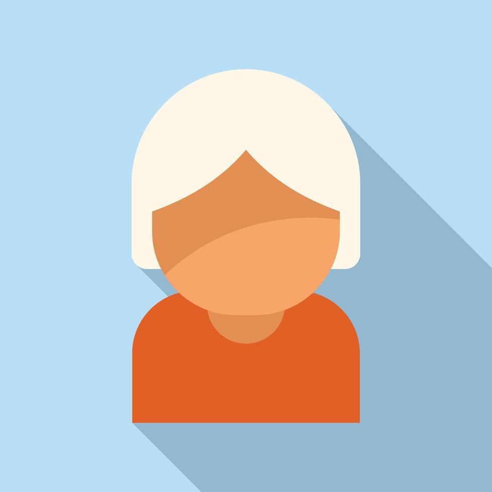 Old female patient icon flat . Grandma healthcare vector