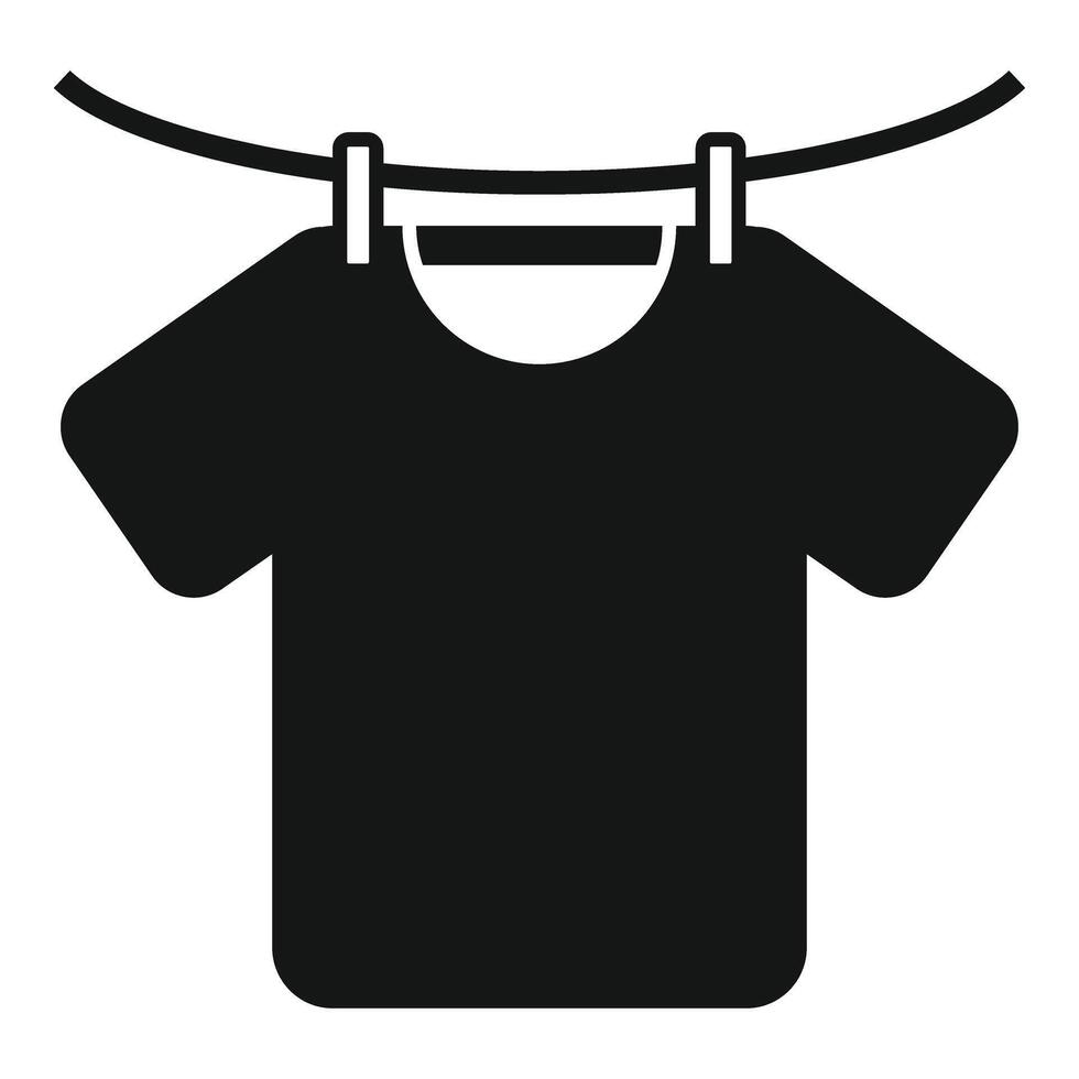Drying tshirt on wire icon simple . Domestic household vector