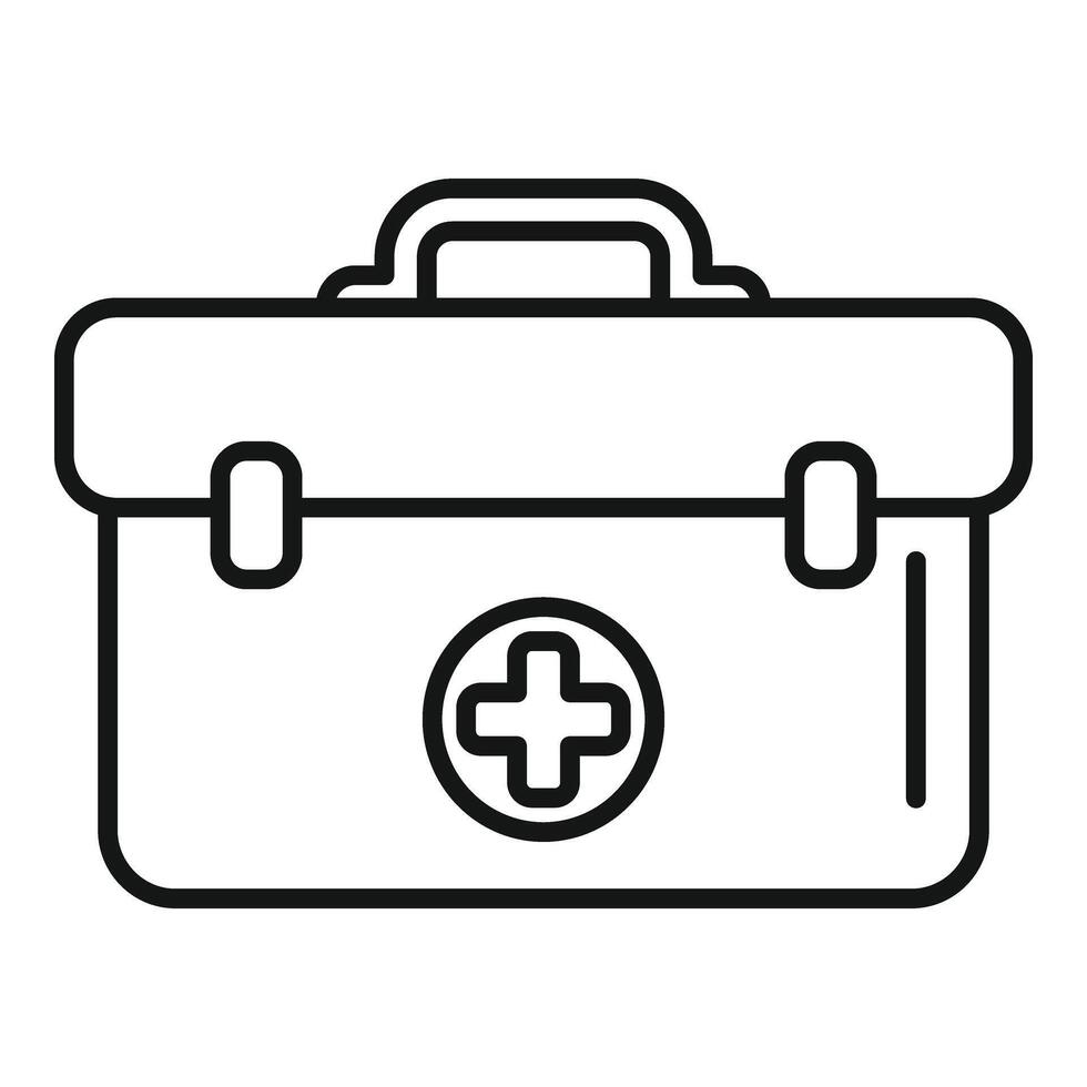 Medical first aid box icon outline . Healthcare case vector