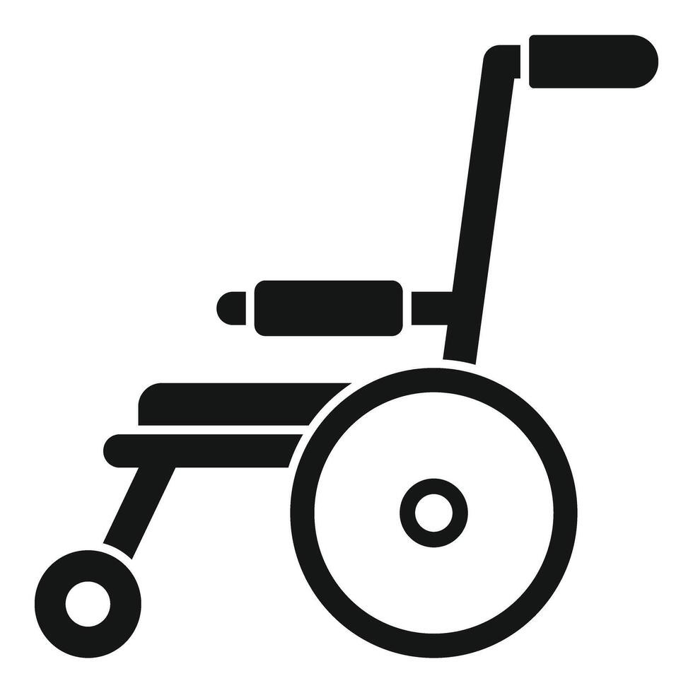 médico silla de ruedas icono sencillo . paciente transporte vector