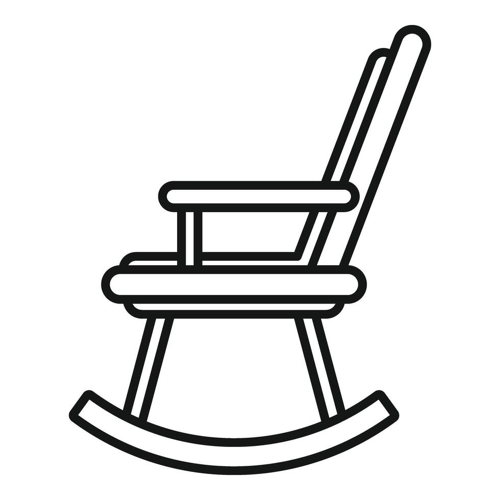 Home rocking chair icon outline . Wooden textile material vector