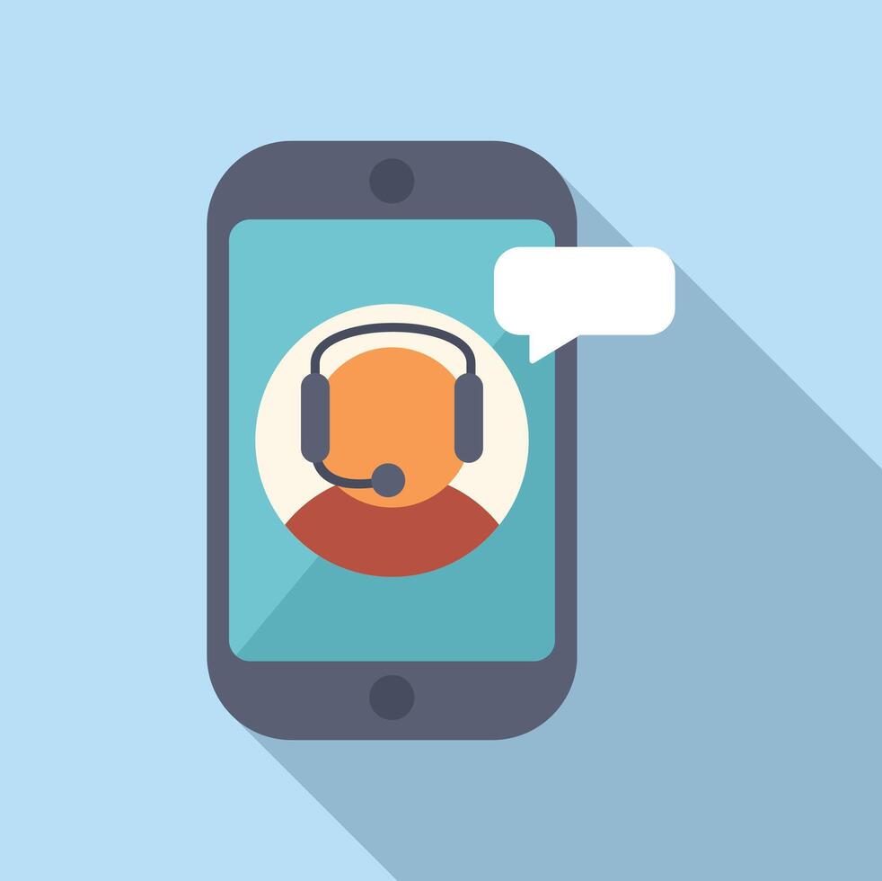 Online call chat support icon flat . Work talk vector
