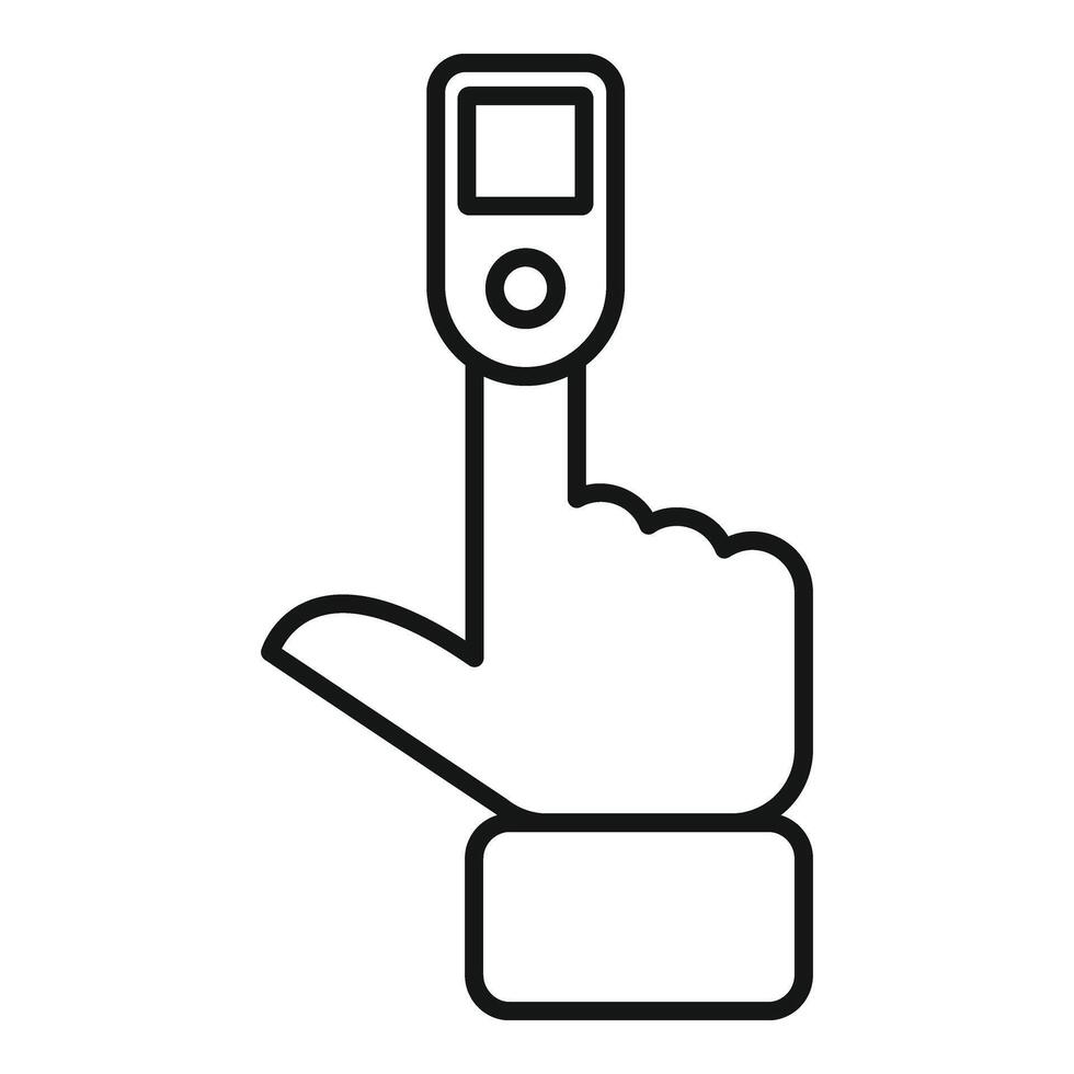 Finger blood pressure checker icon outline . Home using vector