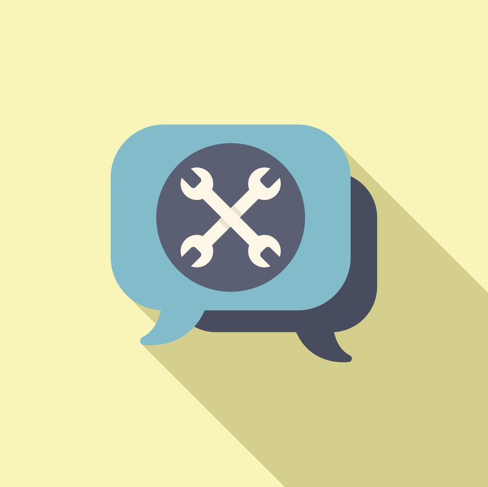 Tech chat support icon flat . Call center vector