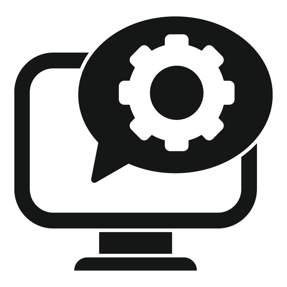 Gear computer support icon simple . Online tech volume vector
