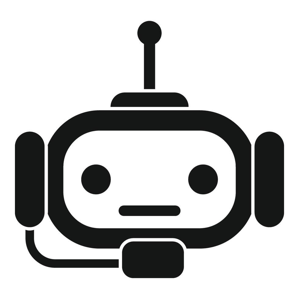 Help support bot icon simple . Online center call vector