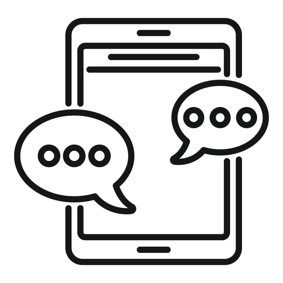 Smart online help icon outline . Support chat vector