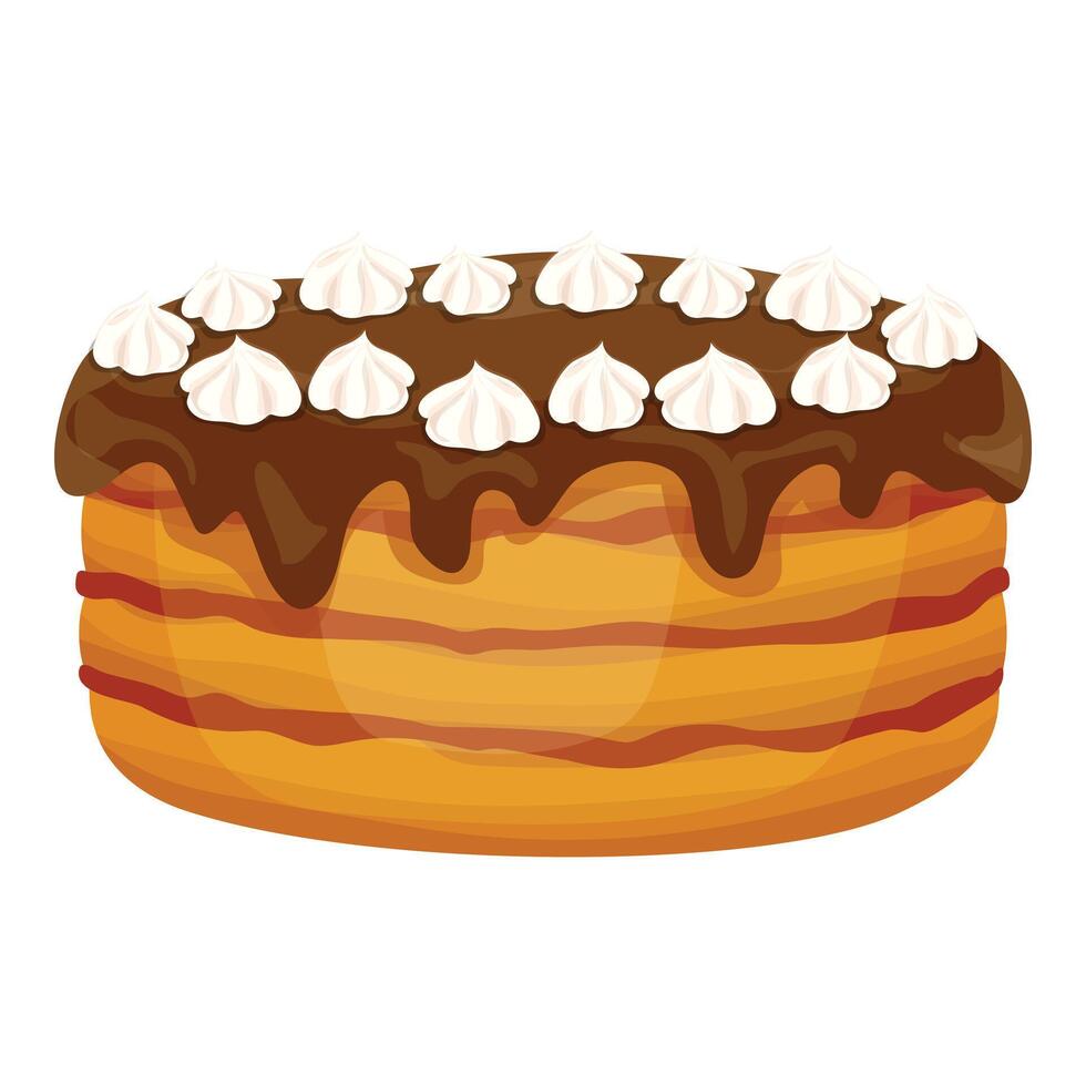 Sweet chocolate cake icon cartoon . Cocoa dessert vector