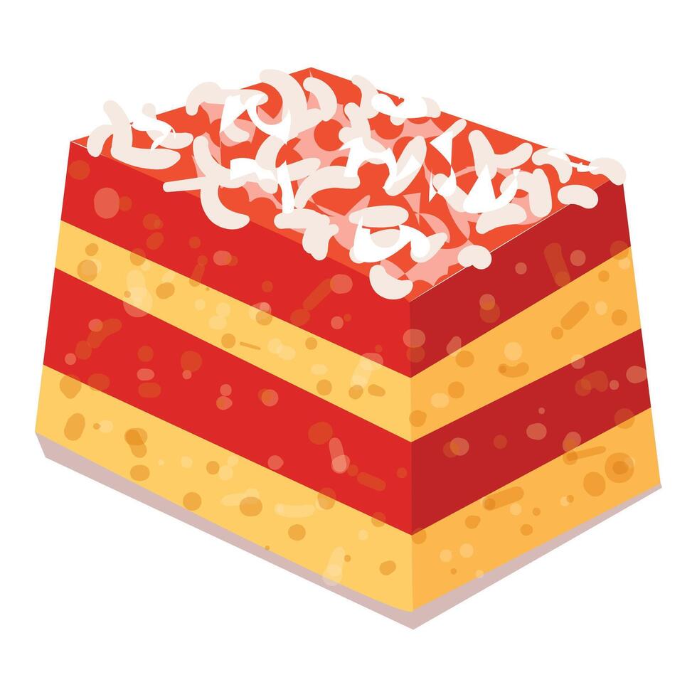 Sweet sliced fruit cake icon cartoon . Strawberry pastry vector