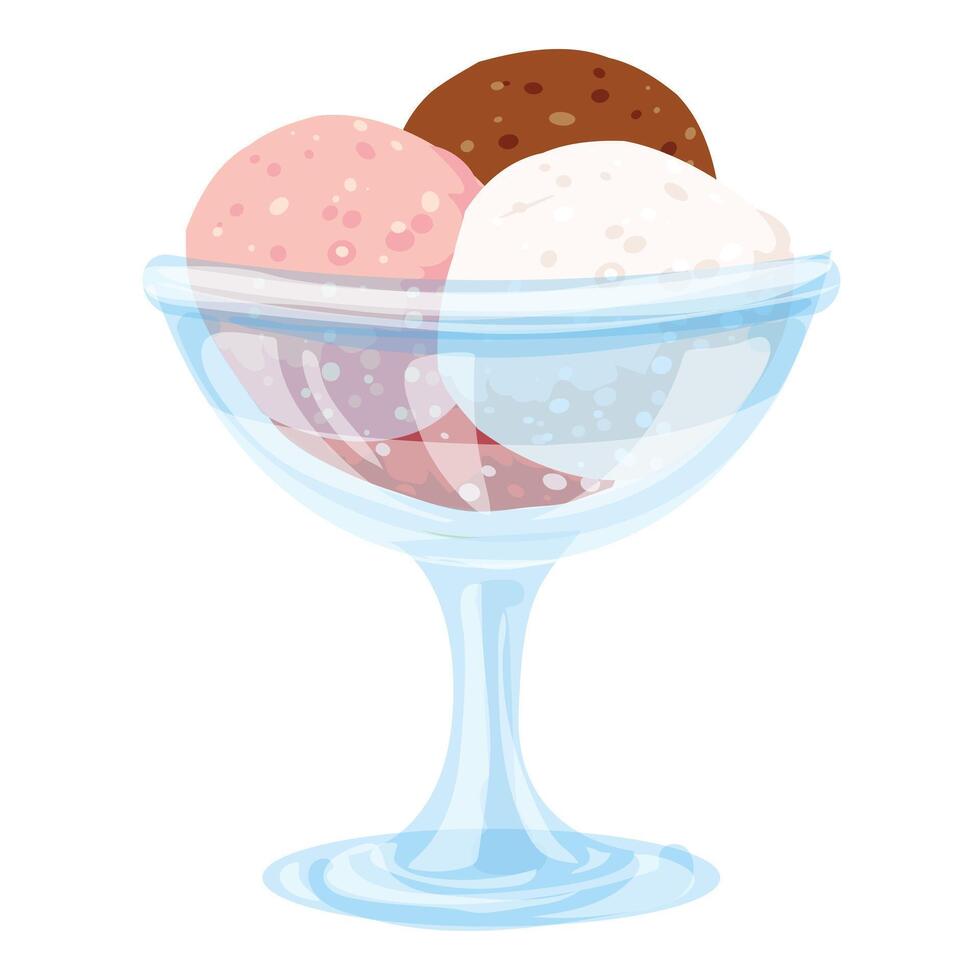 Ice cream balls glass icon cartoon . Tasty dessert vector