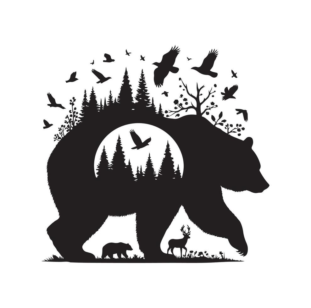 bear silhouette isolated on the white background vector