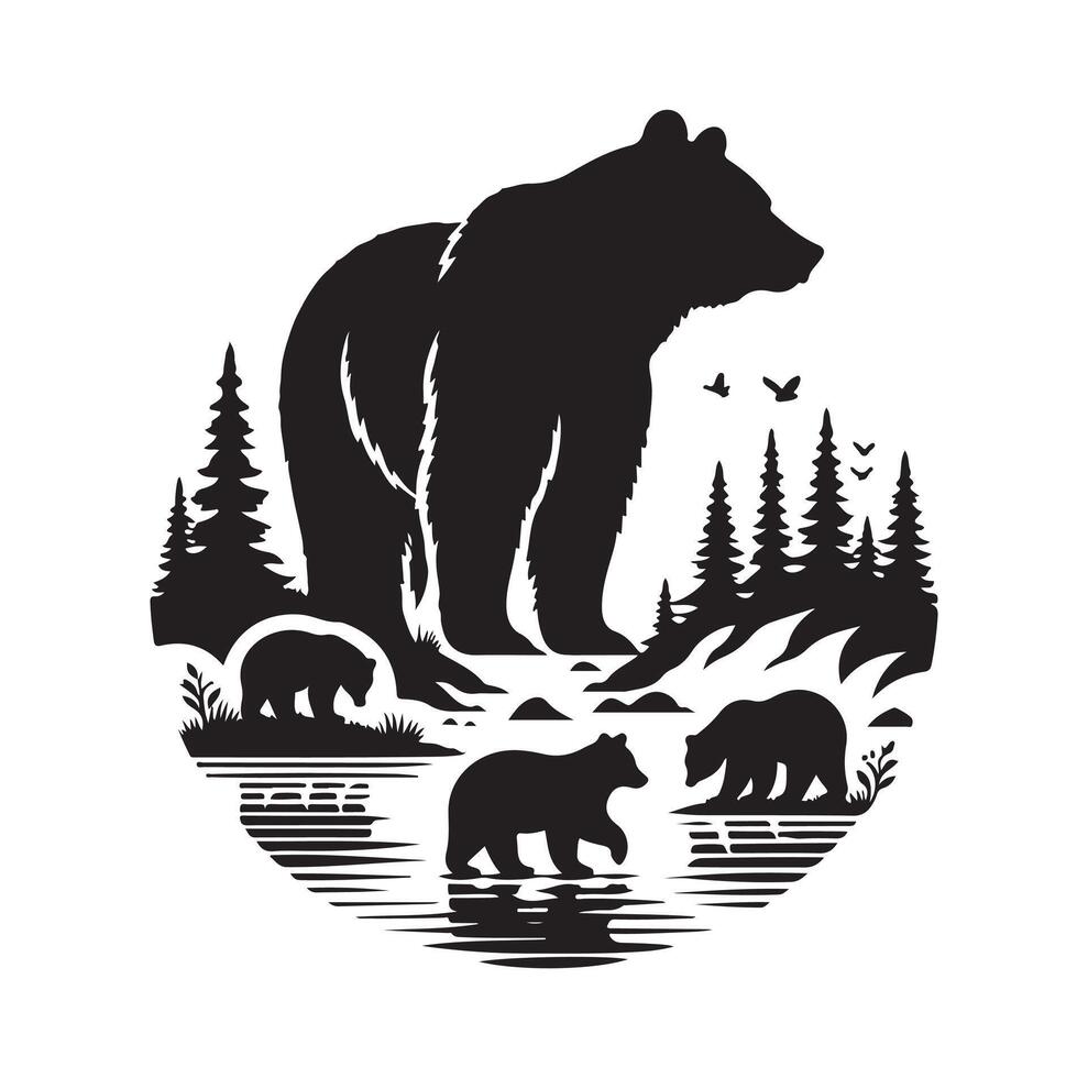 bear silhouette isolated on the white background vector