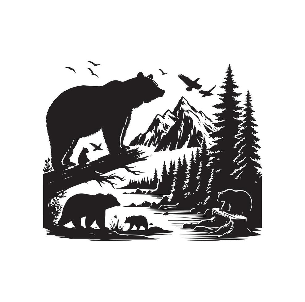 bear silhouette isolated on the white background vector