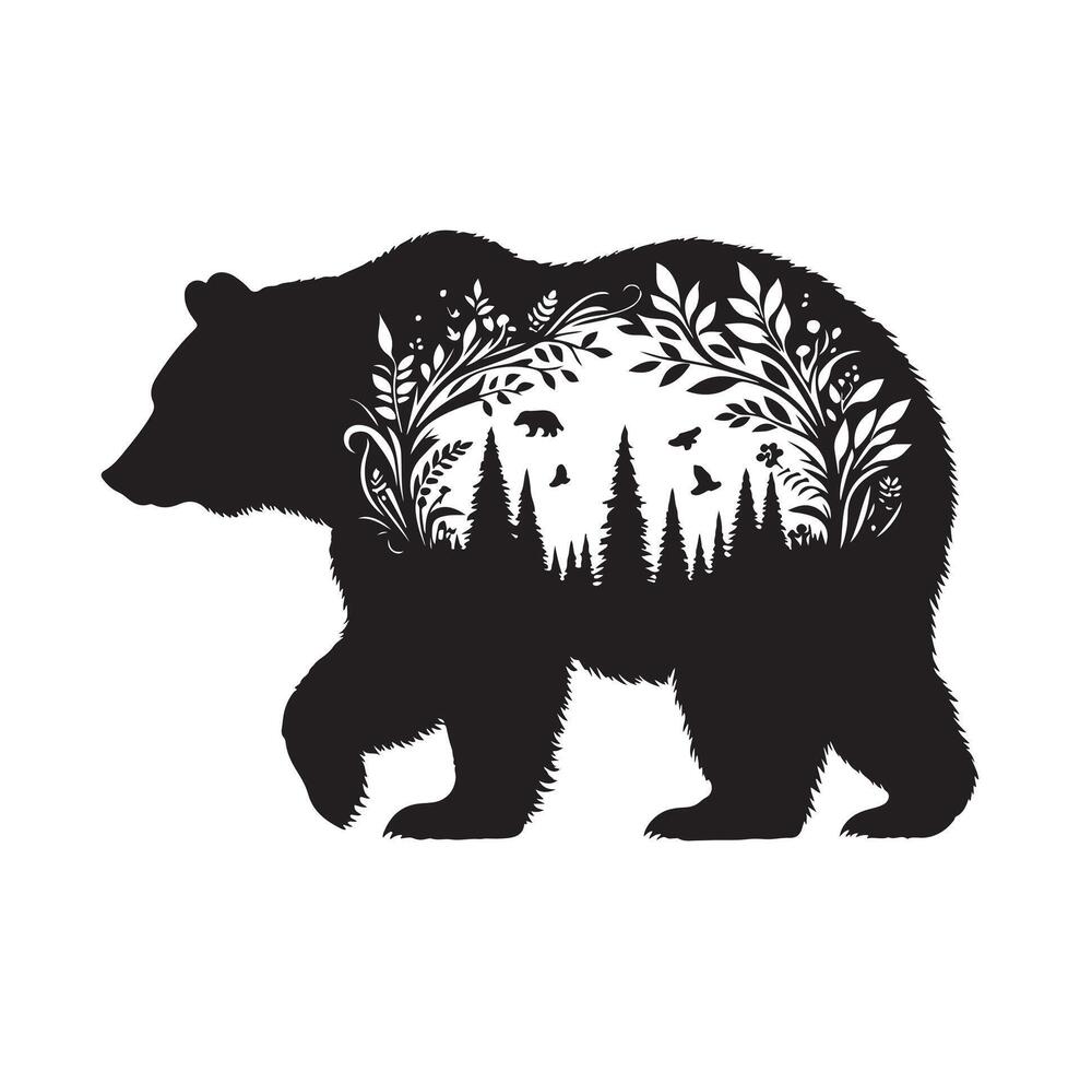 bear silhouette isolated on the white background vector
