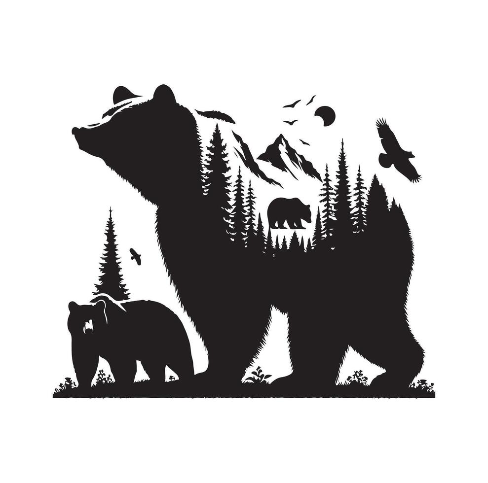 bear silhouette isolated on the white background vector