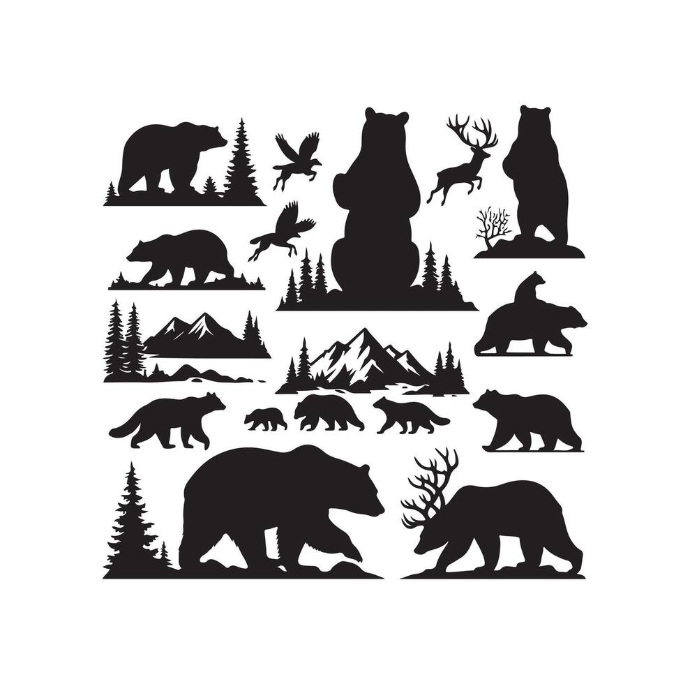 bear silhouette isolated on the white background vector