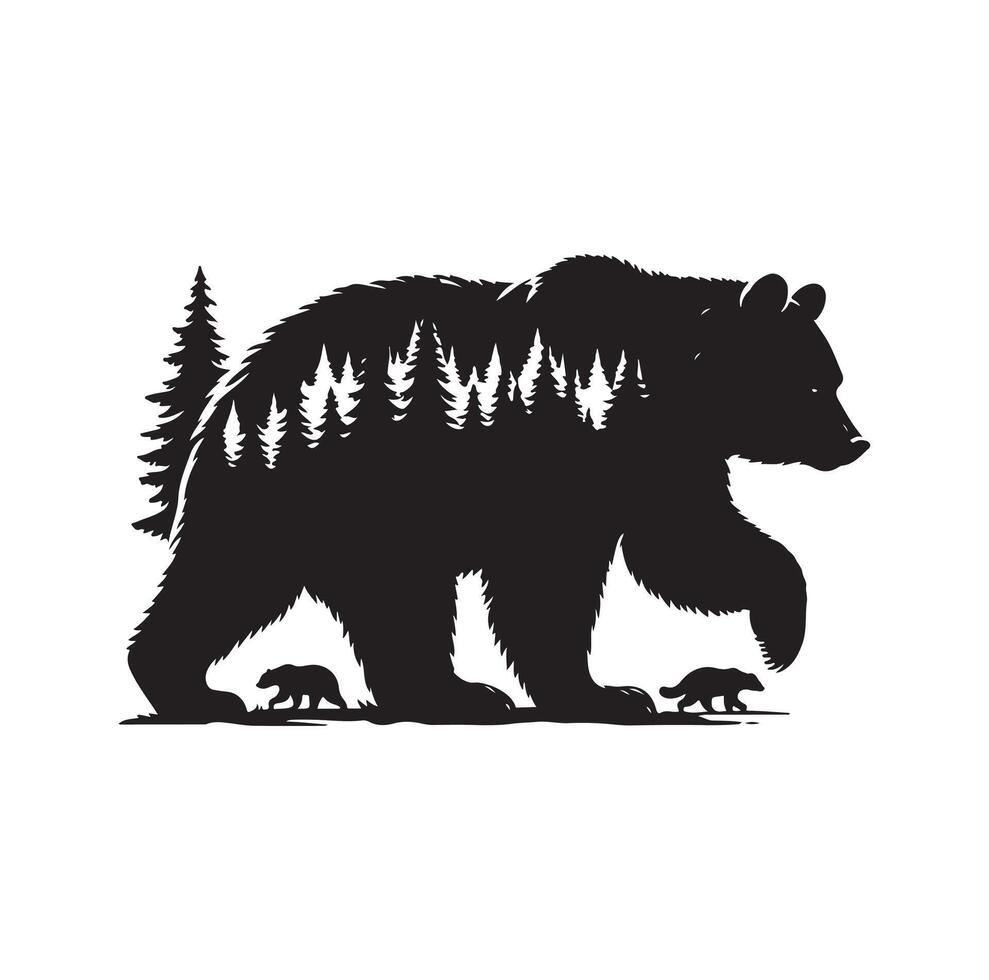 bear silhouette isolated on the white background vector