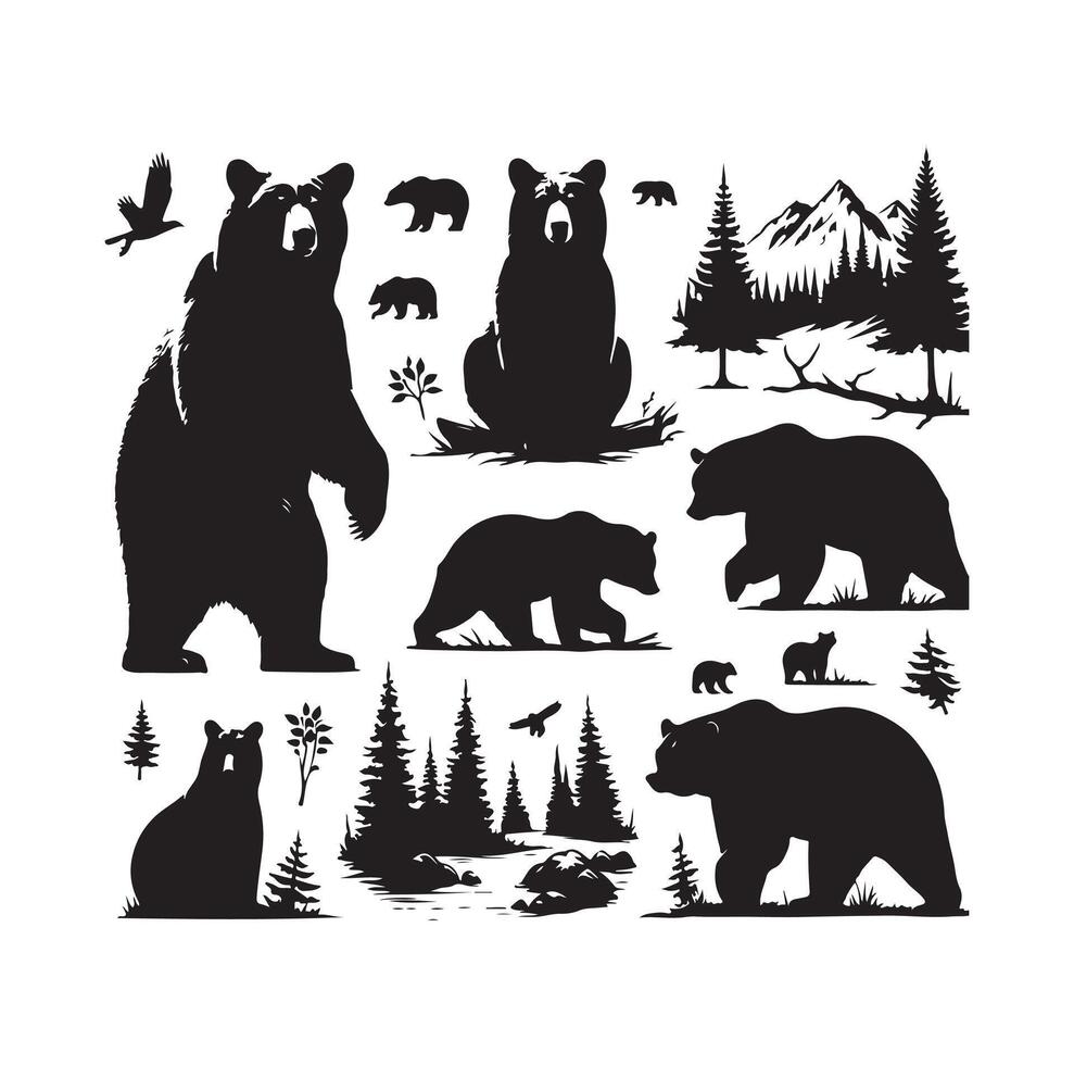 bear silhouette isolated on the white background vector