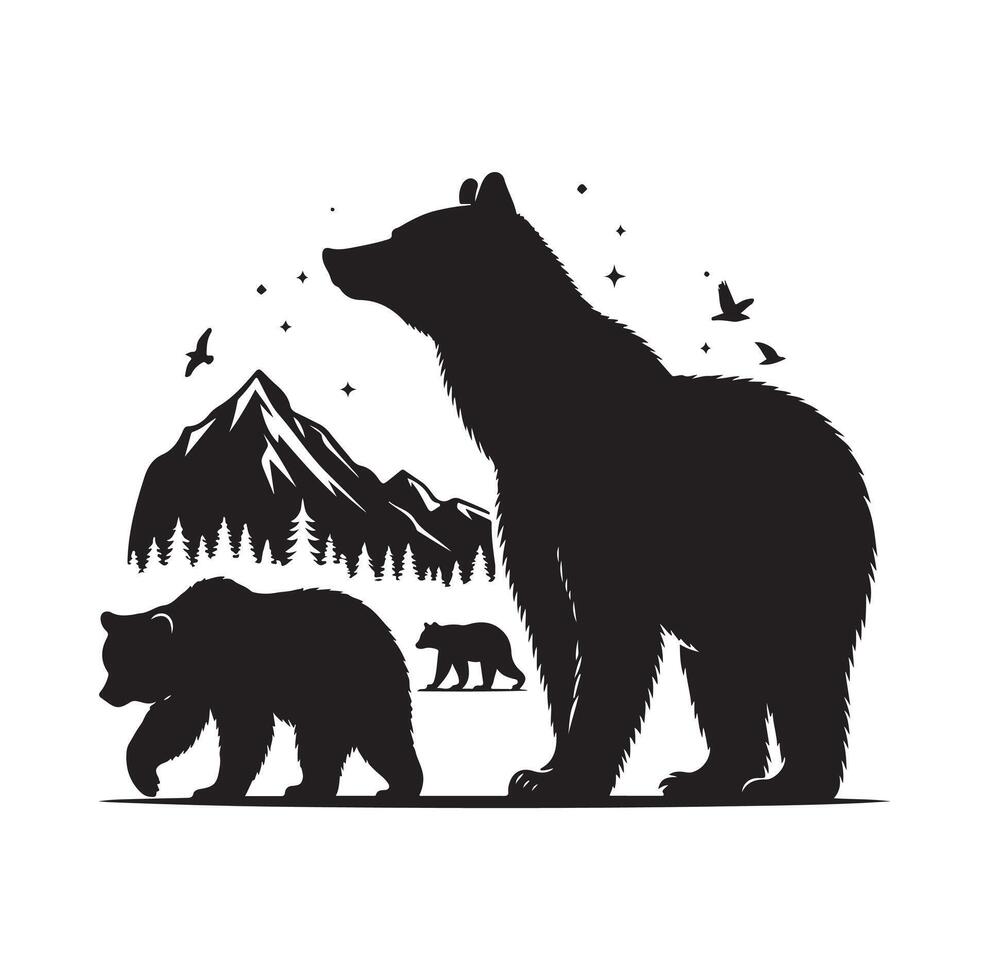 bear silhouette isolated on the white background vector