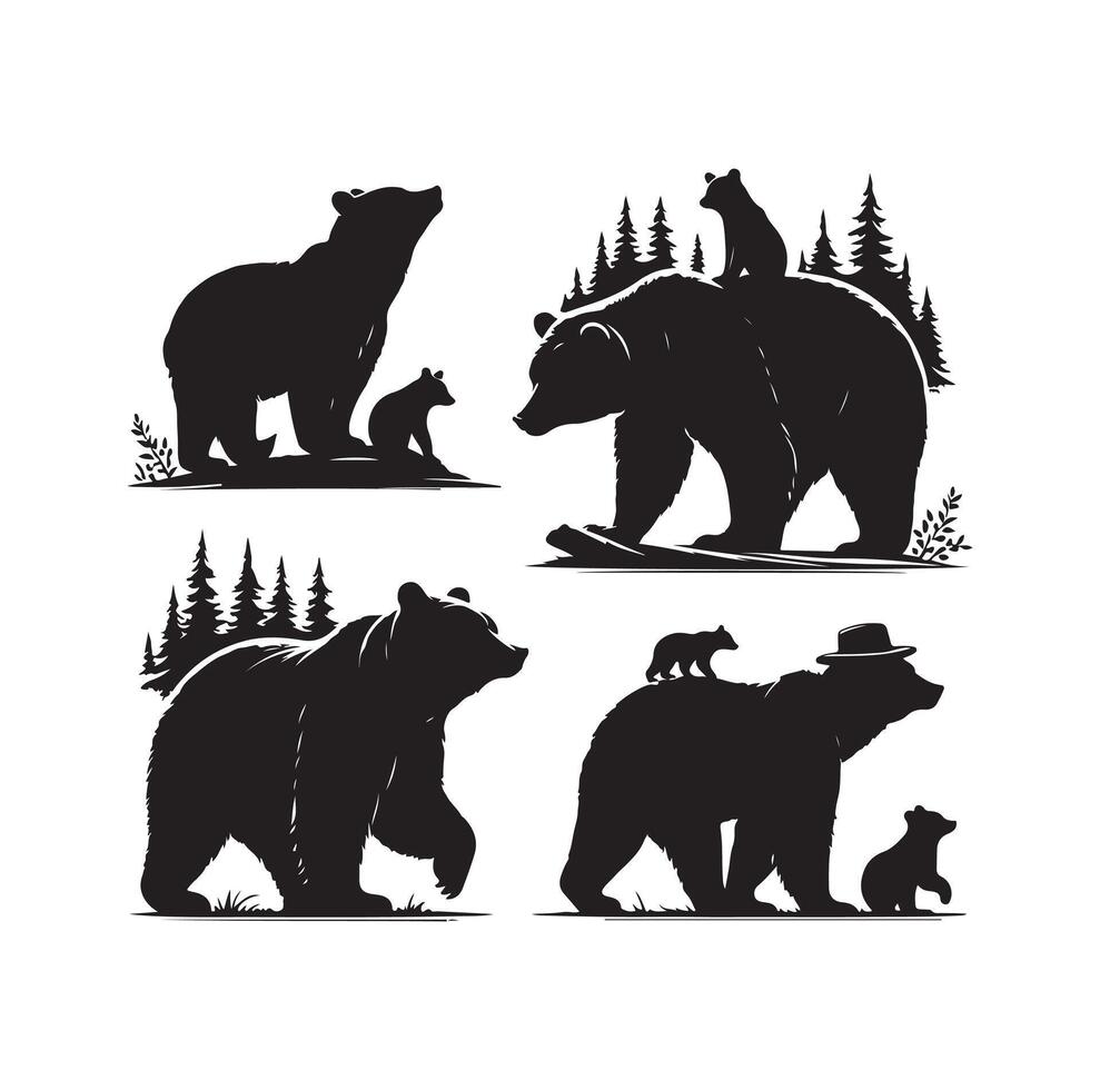 bear silhouette isolated on the white background vector