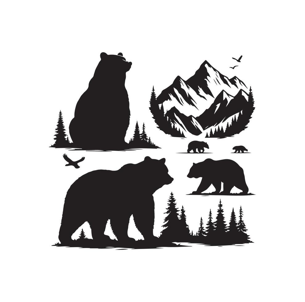 bear silhouette isolated on the white background vector