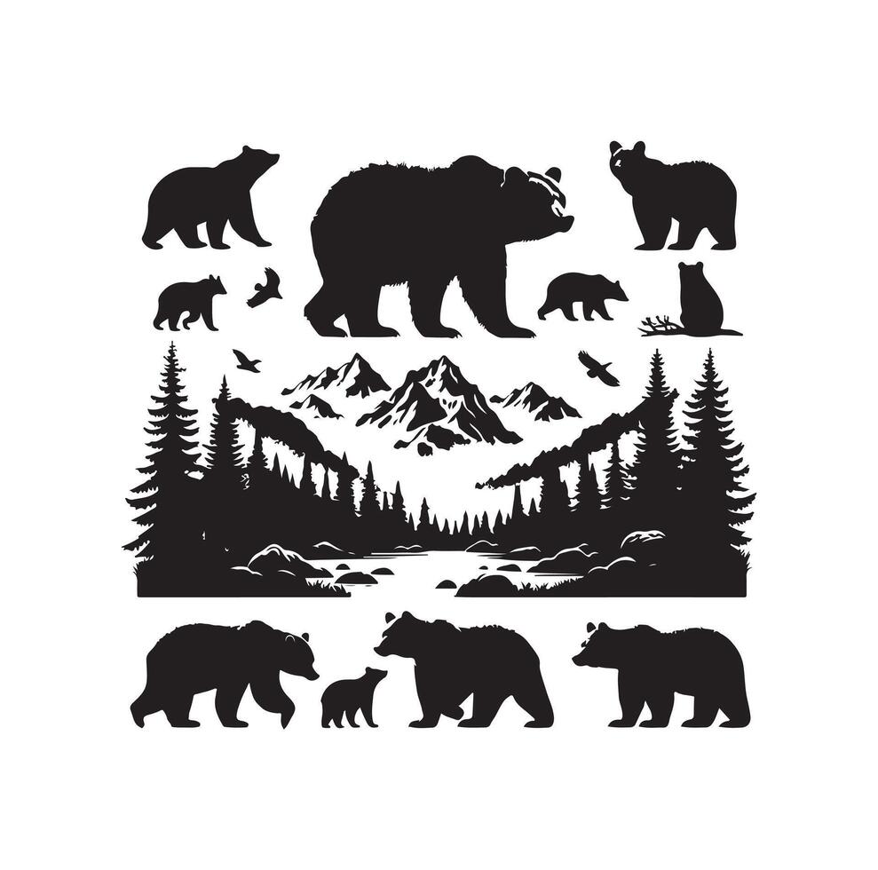 bear silhouette isolated on the white background vector