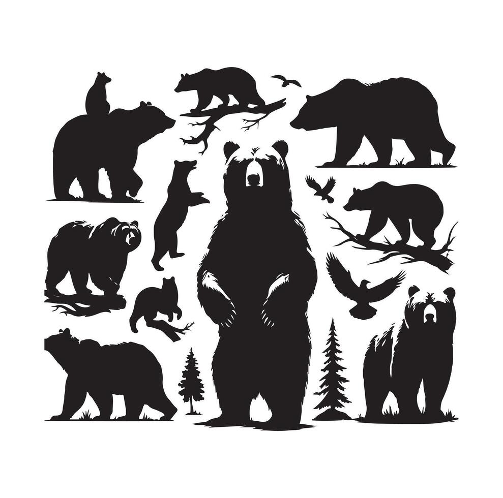 bear silhouette isolated on the white background vector