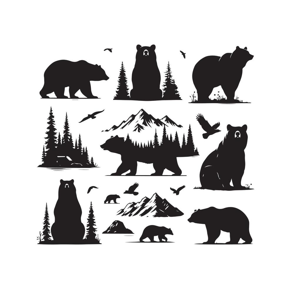 bear silhouette isolated on the white background vector