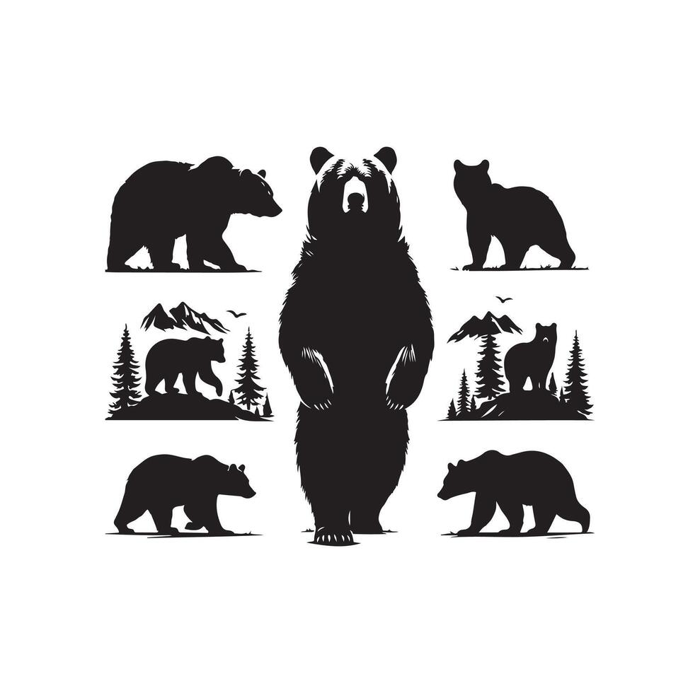 bear silhouette isolated on the white background vector