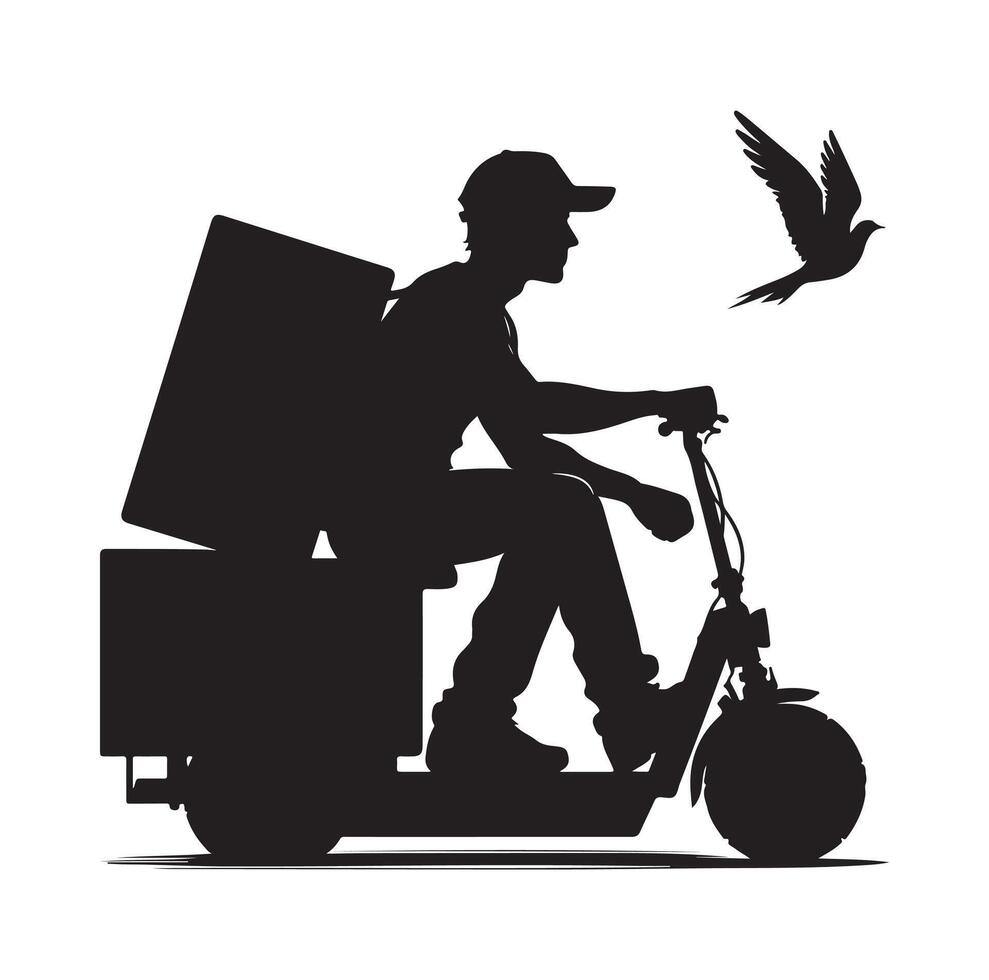 Delivery man silhouette illustration set vector