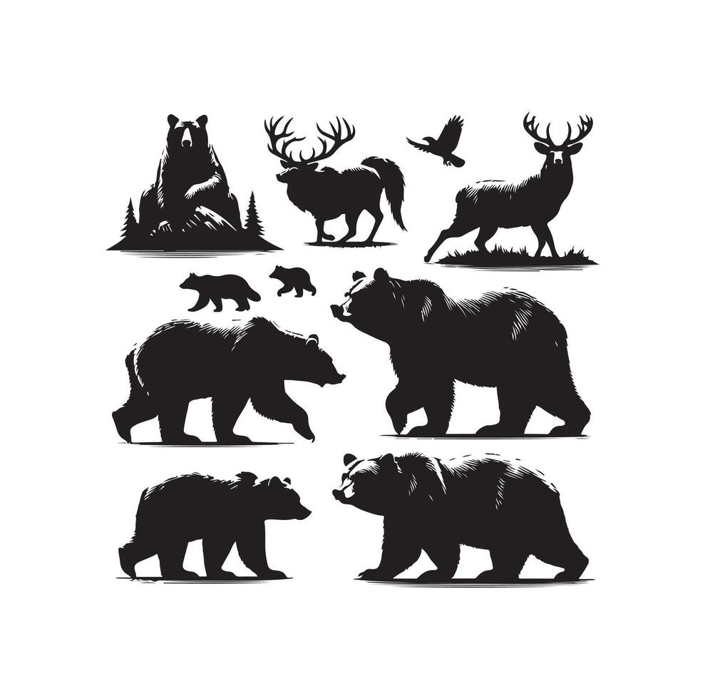 bear silhouette isolated on the white background vector