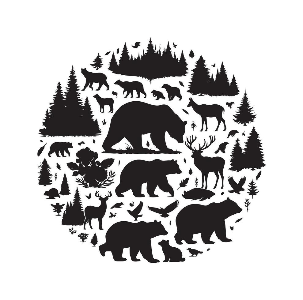 bear silhouette isolated on the white background vector