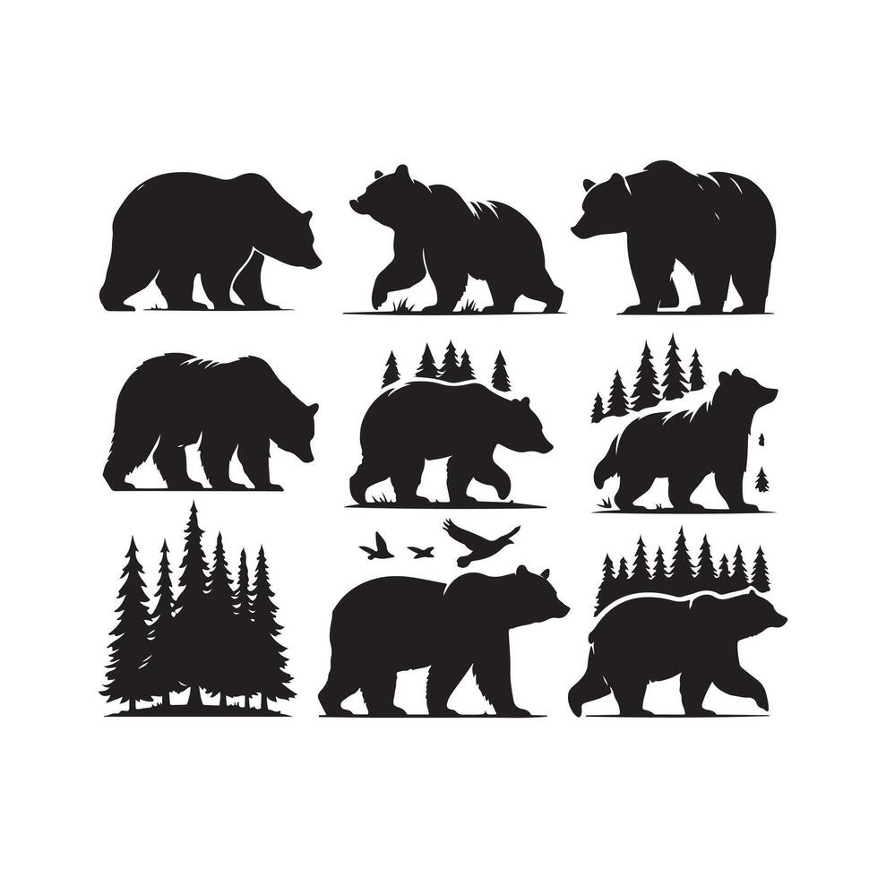 bear silhouette isolated on the white background vector