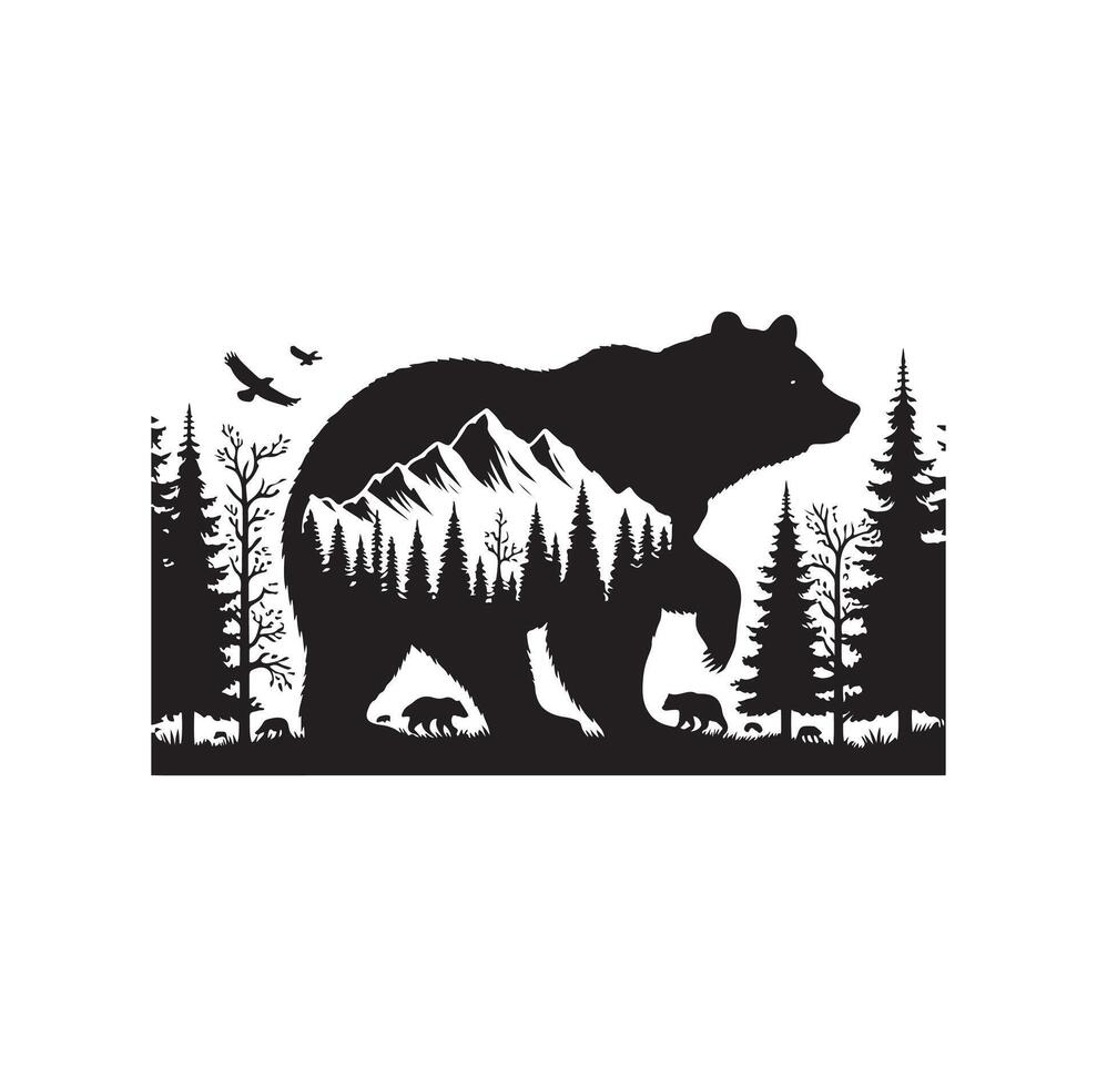 bear silhouette isolated on the white background vector