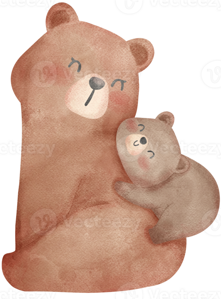 reconfortante de la madre día oso acuarela ilustración mamá y bebé vínculo. png