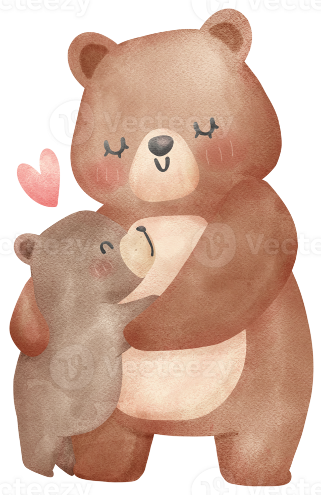 Heartwarming Mother's Day Bear Watercolor Illustration Mom and Baby Bond. png