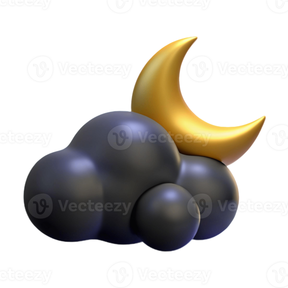 cute 3d illustration of cloud and moon png