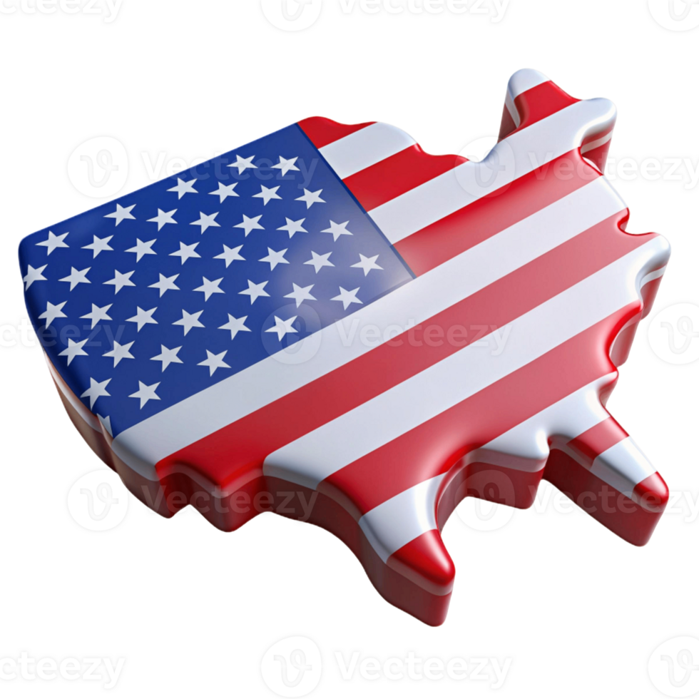 3d icon of american flag map png