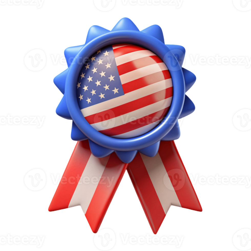 3d icon of american flag badge png