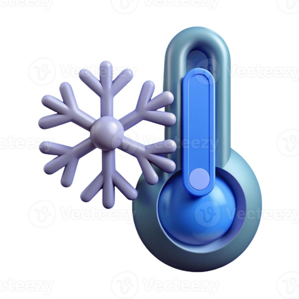 cute 3d illustration of cold temperature and snowflake png