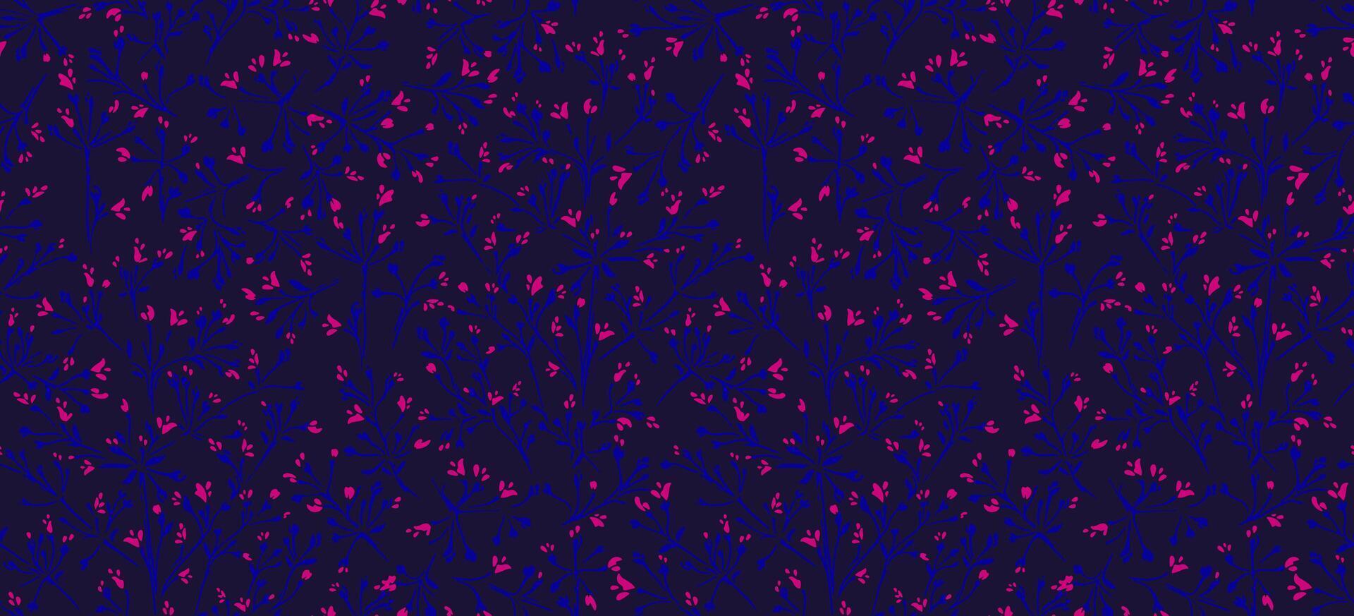 Tiny ditsy floral stem intertwined in a seamless pattern. hand drawn. Abstract unique red shapes, spots, dots on dark background. Collage template for designs, textile, fashion, printing vector