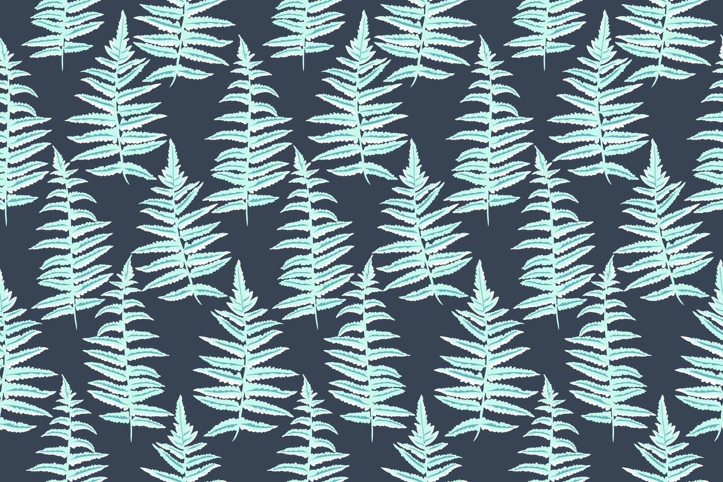 Abstract artistic branches fern seamless pattern. hand drawn sketch. Plant leaves ornaments on a dark background. Collage template for designs, textile, fabric, printing vector