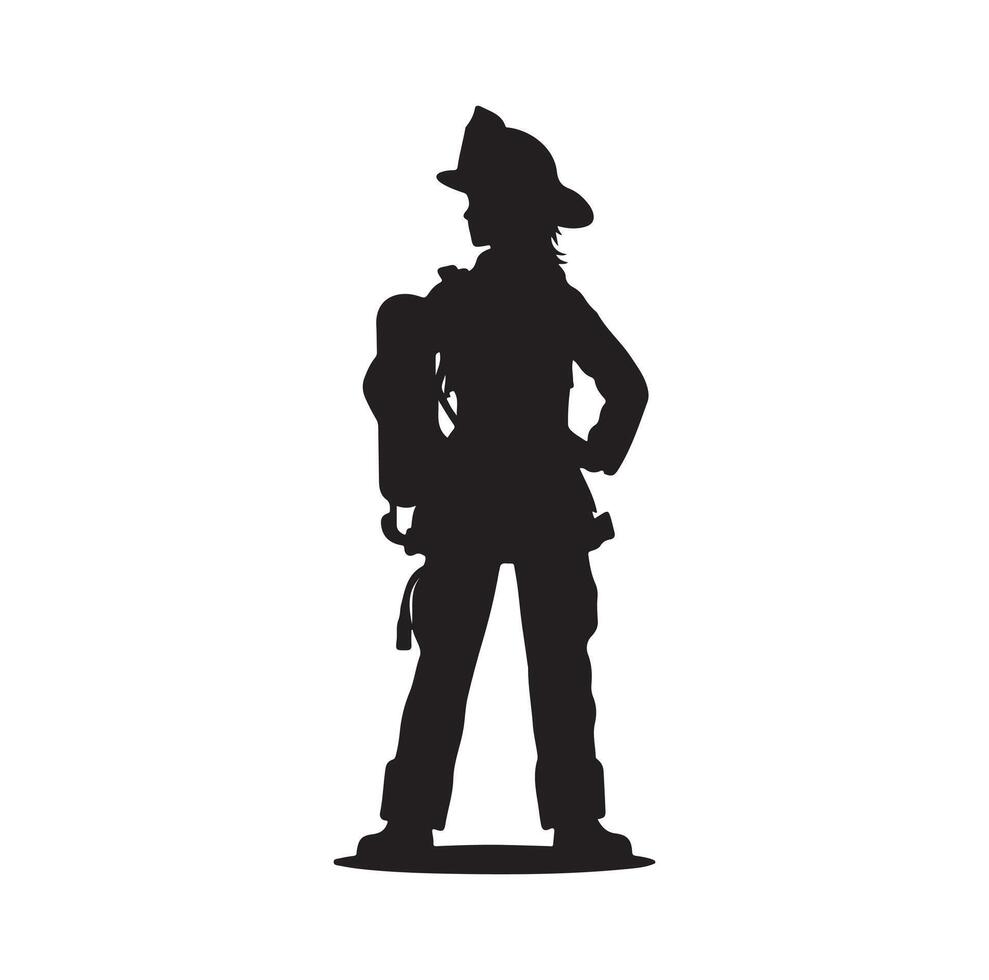 Firefighters pose silhouette illustration vector