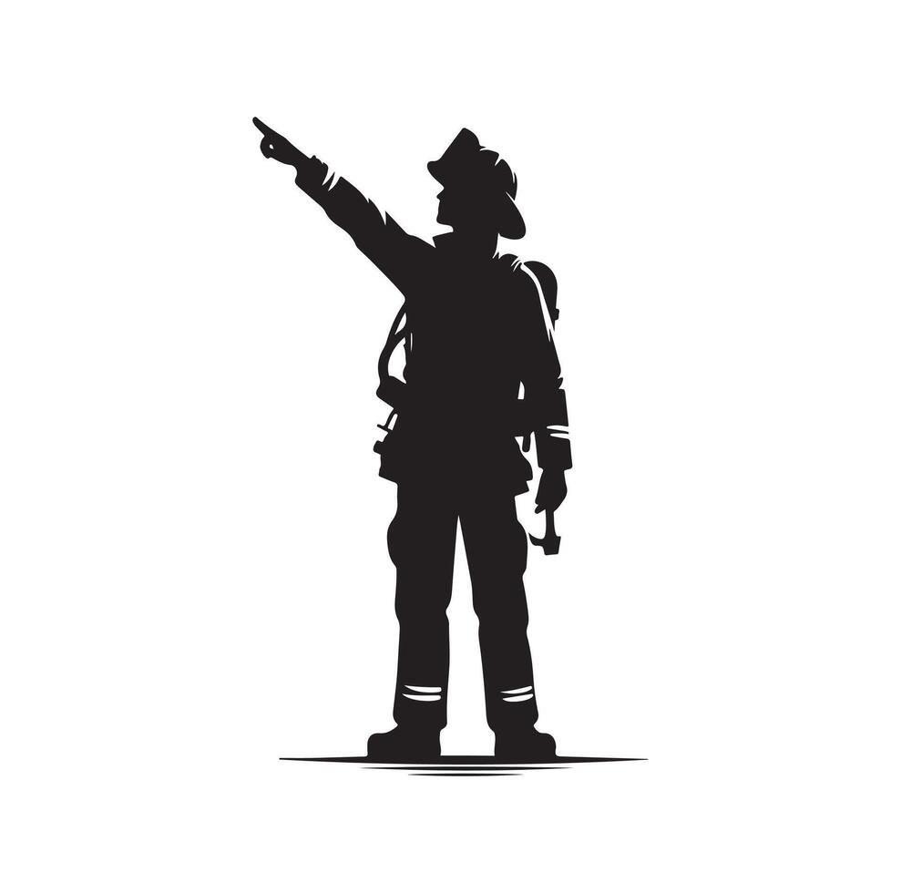 Firefighters pose silhouette illustration vector